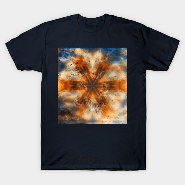 Surreal butterflies on corrugated iron mandala T-Shirt by hereswendy